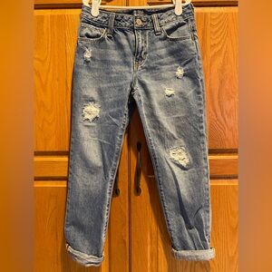 GAPKids Girlfriend Jeans Girls Size 8 Regular Distressed Wash with Rips